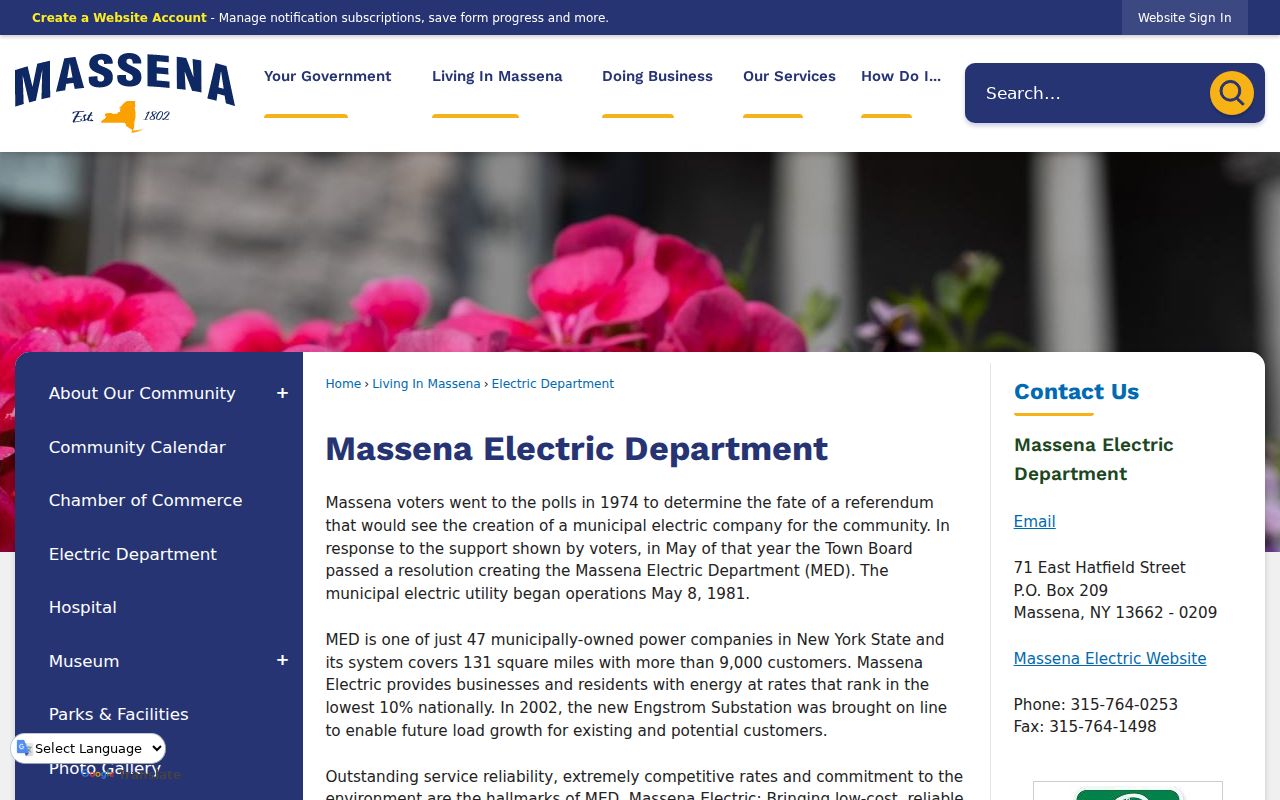 Massena criminal records information for St. Lawrence County on the Police Department page