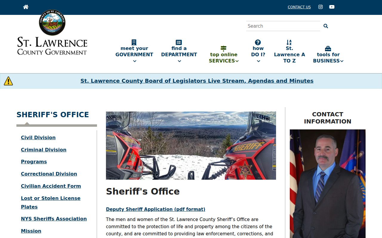St. Lawrence County criminal records Sheriff official page