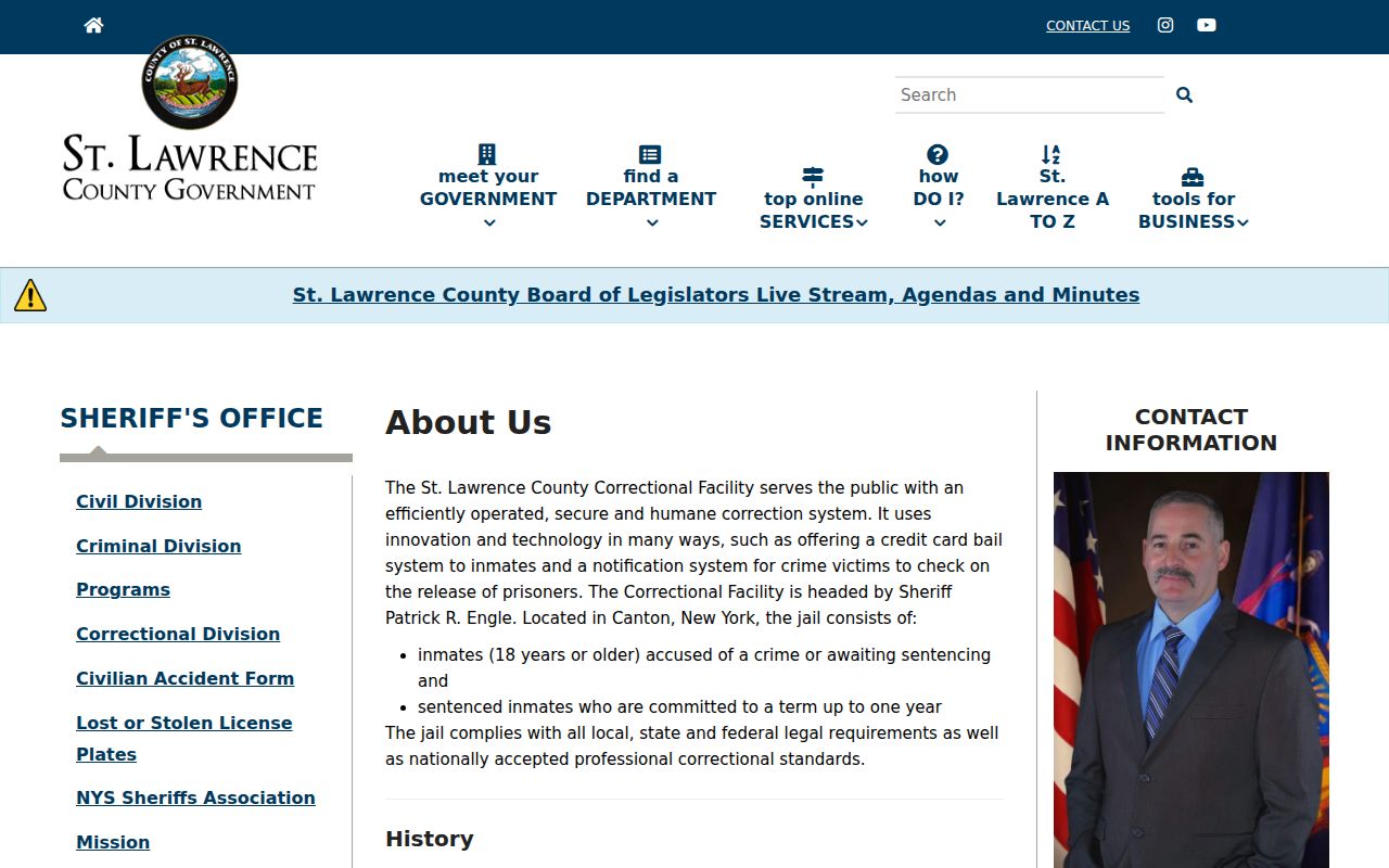 St. Lawrence County criminal records and Correctional Facility history