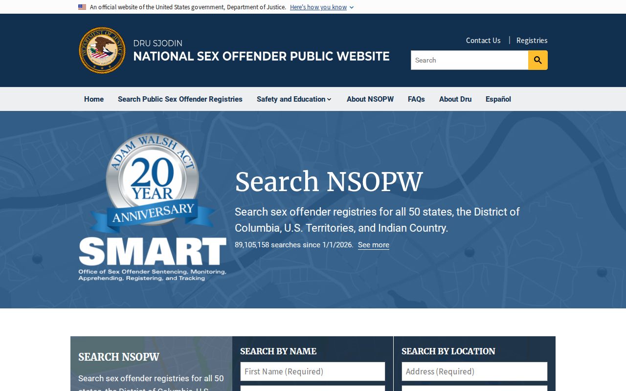National public registry search for St. Lawrence County sex offender records